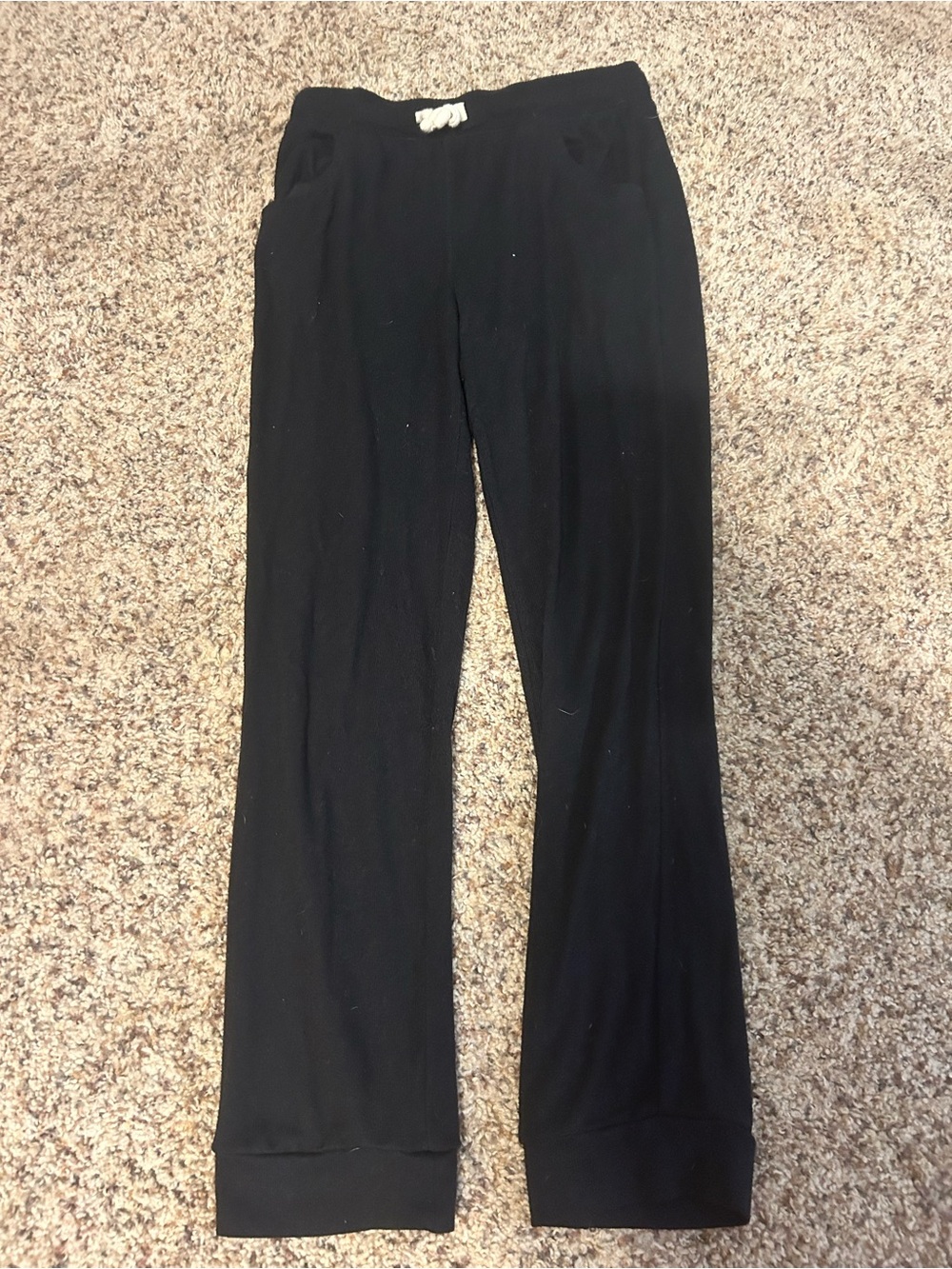 Girls black joggers size m 7/8 cat and jack with white elastic school fall winte